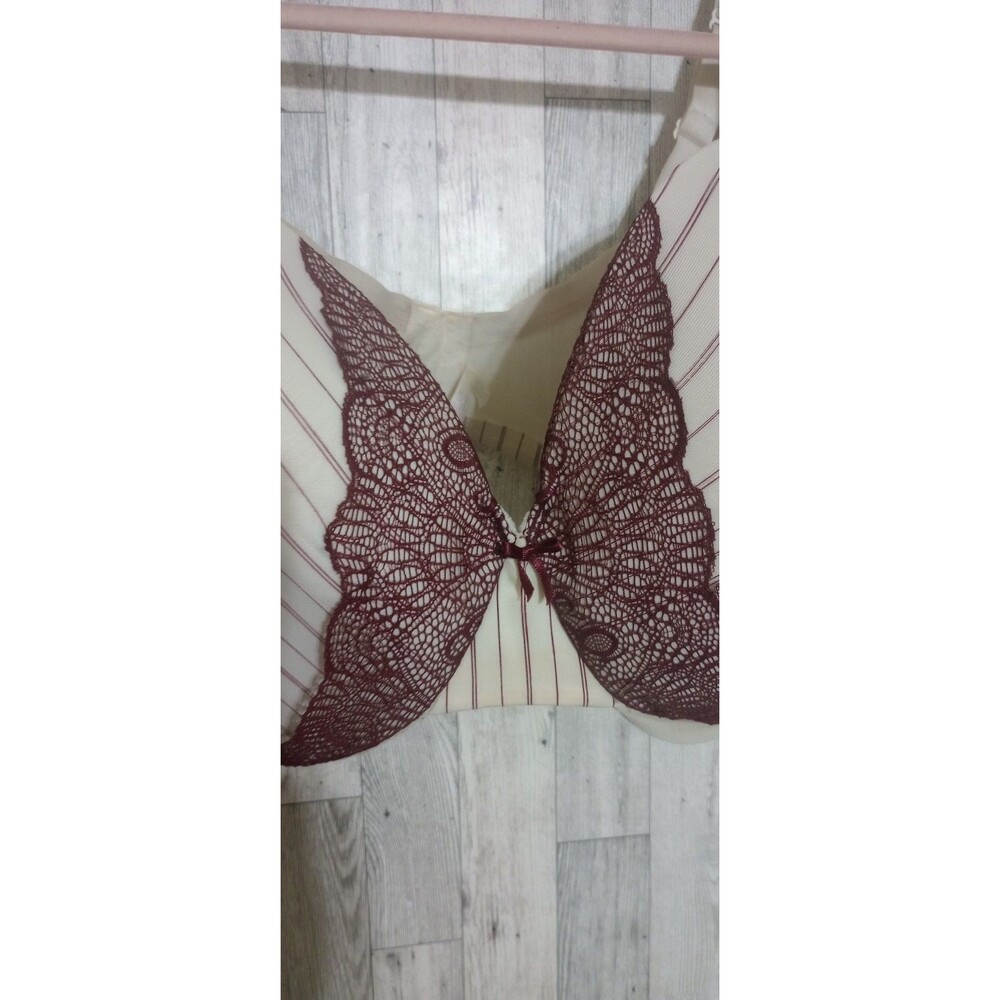 Cacique Bra Full Coverage Lace Padded Underwire Beige Brown Bow Detail Size 44F - Picture 3 of 6